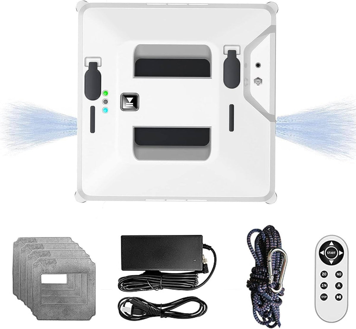 QJJML Robot aspirateur, 3 modes, Aspirateur De Vitres Pour Fenêtres Extérieures/Intérieures, télécommande, verre, 6.5cm, 9cm, réservoir d'eau