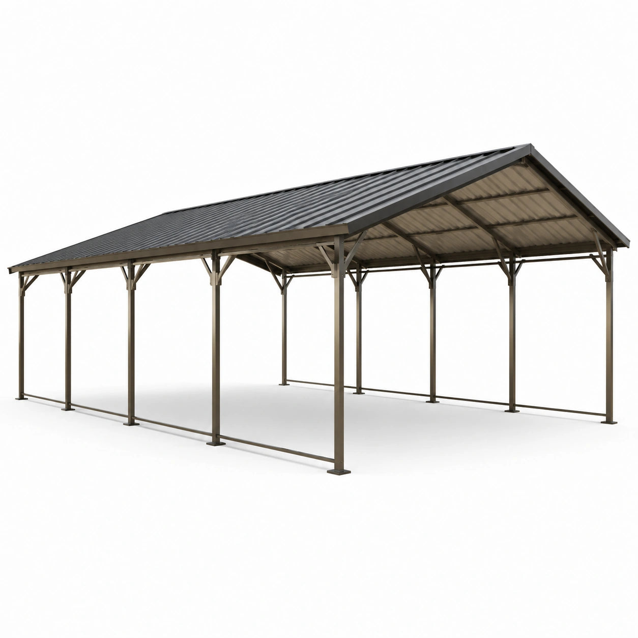 Abri voiture double en acier galvanisé gris 600x300x250 cm