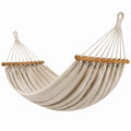 Hamac en Coton avec Barres en Bois et Corde Beige 200x150 cm