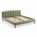 Lit double en velours vert avec tête de lit à panneaux 140x200 cm
