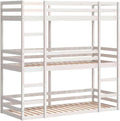 Cadre de lit, 90 × 200 cm, lit superposé Triple en Bois, vidaXL, 205, 5 × 97, 5 × 203 cm, lit superposé à Trois couchettes, lit Mezzanine