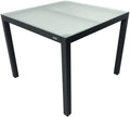 Table à manger, Table de jardin en aluminium et verre trempé, 90 × 90 × 74 cm, gris, Table carrée d'extérieur, MOMMA HOME