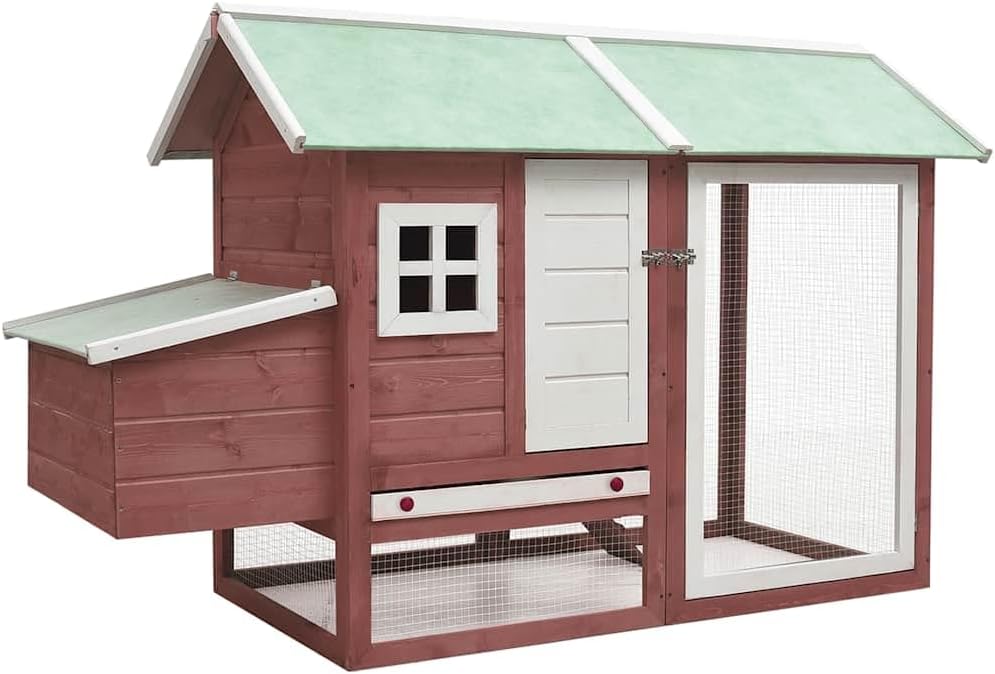 Cage et poulaillers, 170 × 81 × 110 cm, cabane extérieur pour Poulets, Kaloriko, Rampe antidérapante, bac Coulissant