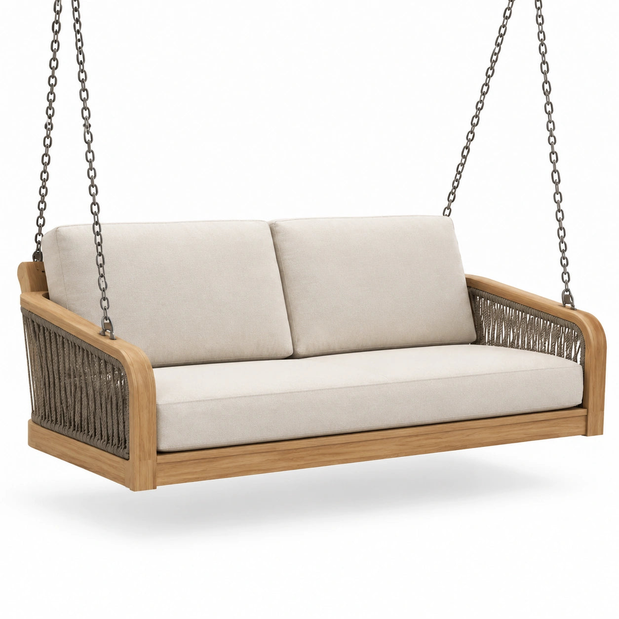 Balancelle en Bois avec Coussins Beige en Polyester