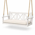 Balancelle en bois avec coussin en polyester beige