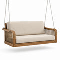 Balancelle en teck avec coussins en polyester beige