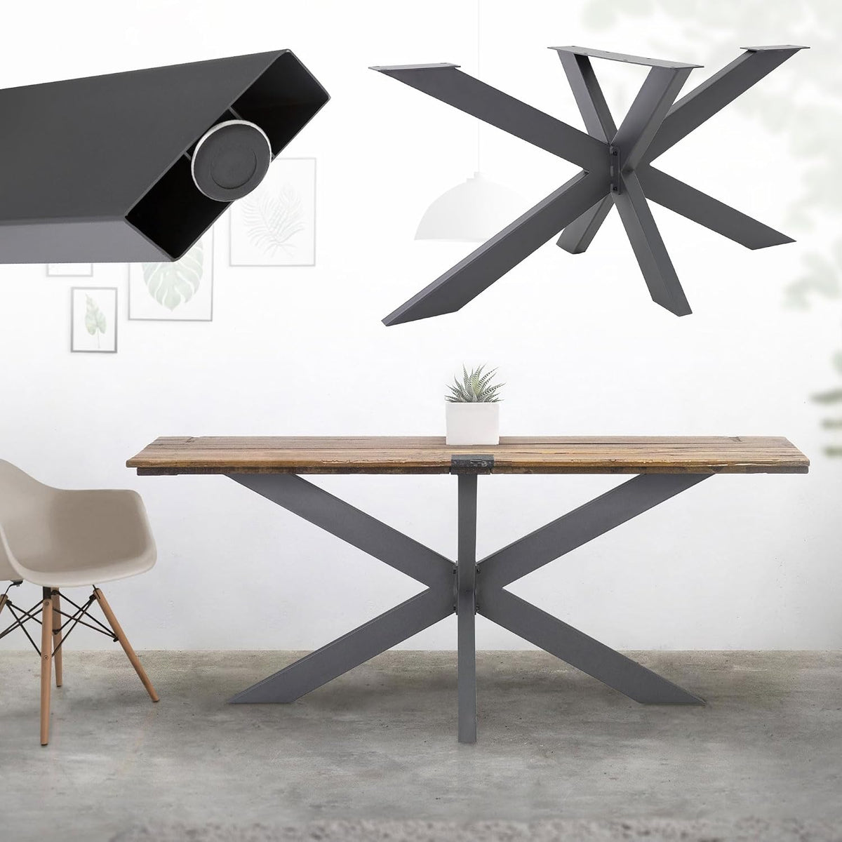 Pied de meubles ML DESIGN modern living 78x71x120, 78 × 71 × 120 cm, en Métal, pour Table de Salle à Manger, 150 kg, 8 × 4 cm