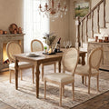 Chaise, 49 cm, réglable, SoarFlash, 59.5 cm, 95 cm, Lot de 4, Dossier Rond en Rotin, Beige