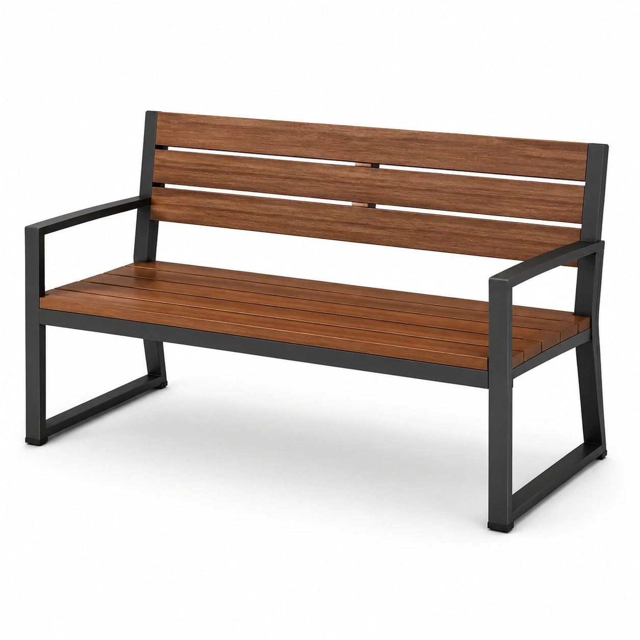Banc de jardin en bois de teck et acier marron/noir
