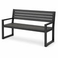 Banc extérieur en métal et bois composite noir 150 cm