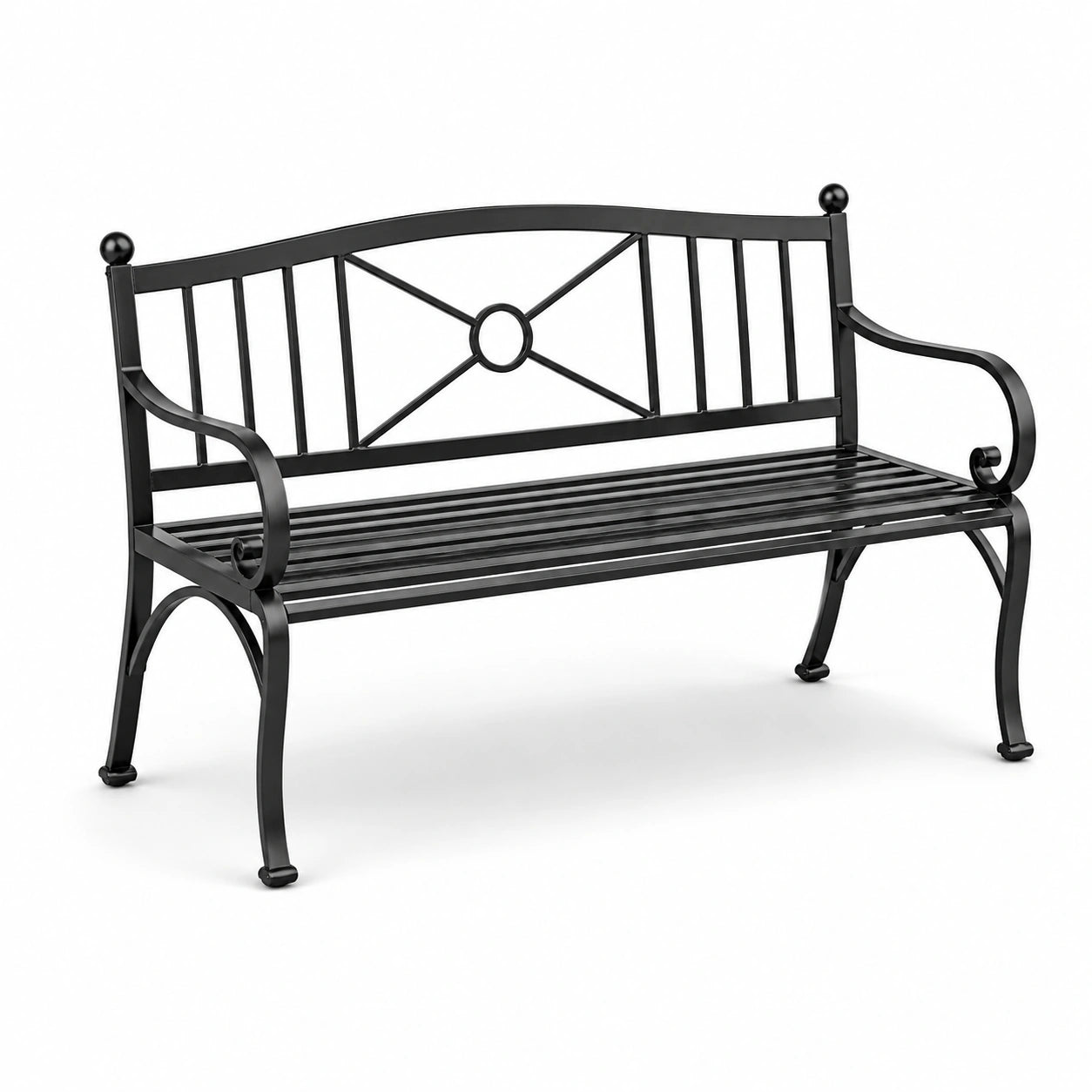 Banc en métal noir 122 cm pour extérieur