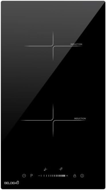 Plaque à induction BELDEKO, 9 Niveaux, verre, 270 × 490 × 55 mm, 3 600 W, 180 mm, 2 100 W, 160 mm, 1 500 W, 9 Niveaux de Puissance, 3600W