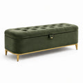 Banc en velours avec pieds en métal doré 120 cm