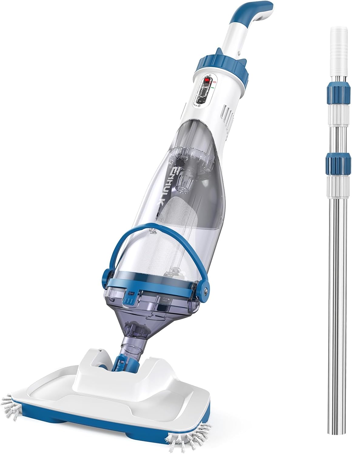 Aspirateur Enhulk, Nettoyeur de Piscine avec 3 Filtres & Perche Télescopique pour Piscines Hors-Sol, 34 cm, 34cm, 4200L, 2000mAh, 222cm, 91cm