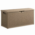 Coffre de rangement en plastique tressé beige