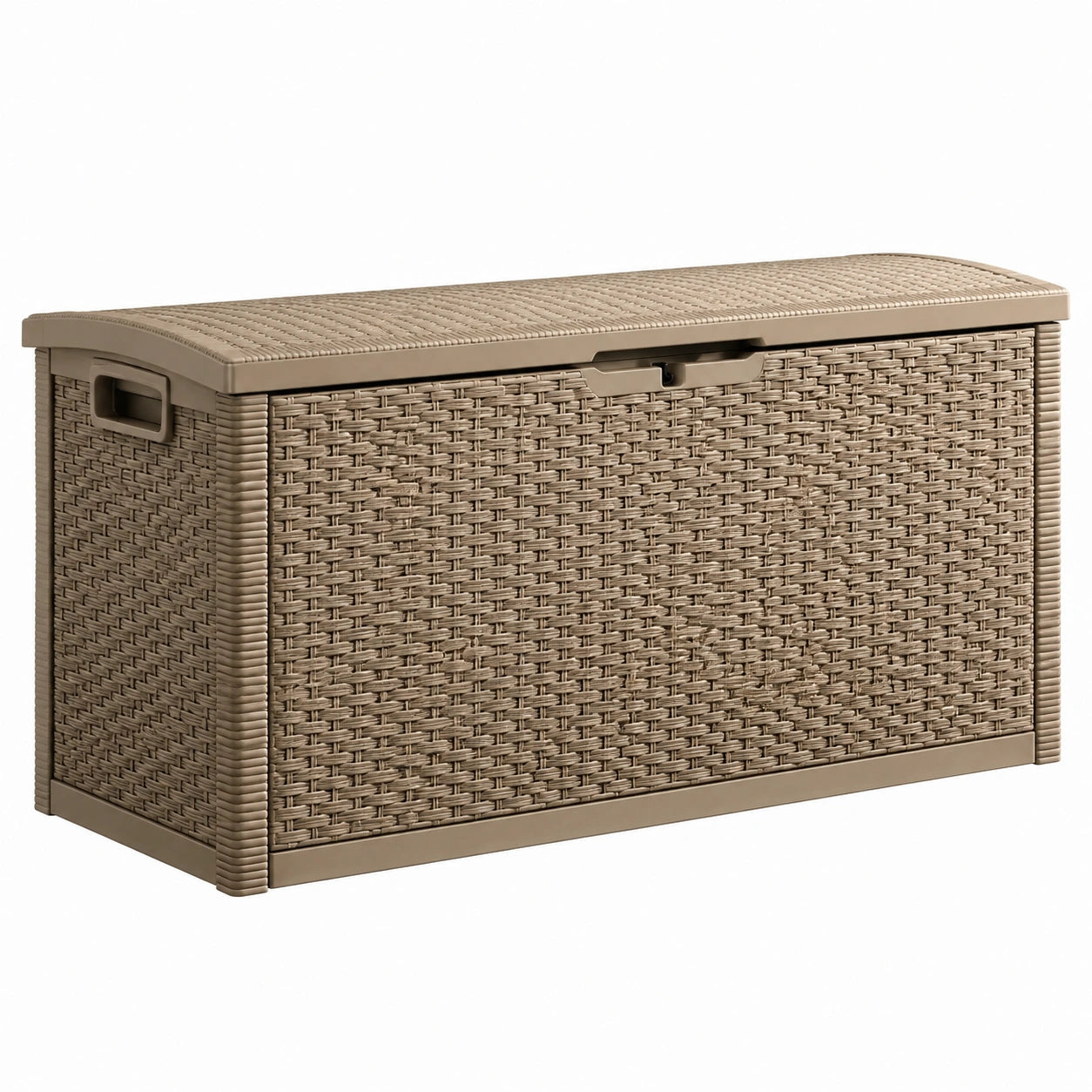 Coffre de rangement en plastique tressé beige