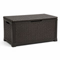 Coffre de rangement extérieur en résine tressée marron 120 x 50 x 60 cm