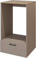 Meuble sur pied, 67 cm, Meublorama, 117 cm, 1 tiroir, Taupe et chêne