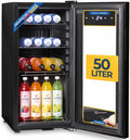 Sommertal Réfrigérateur, 50L, éclairage LED, acier inoxydable, 10°C, 2 °C, 4 étagères, 6 étagères, réglable, commande tactile, verre