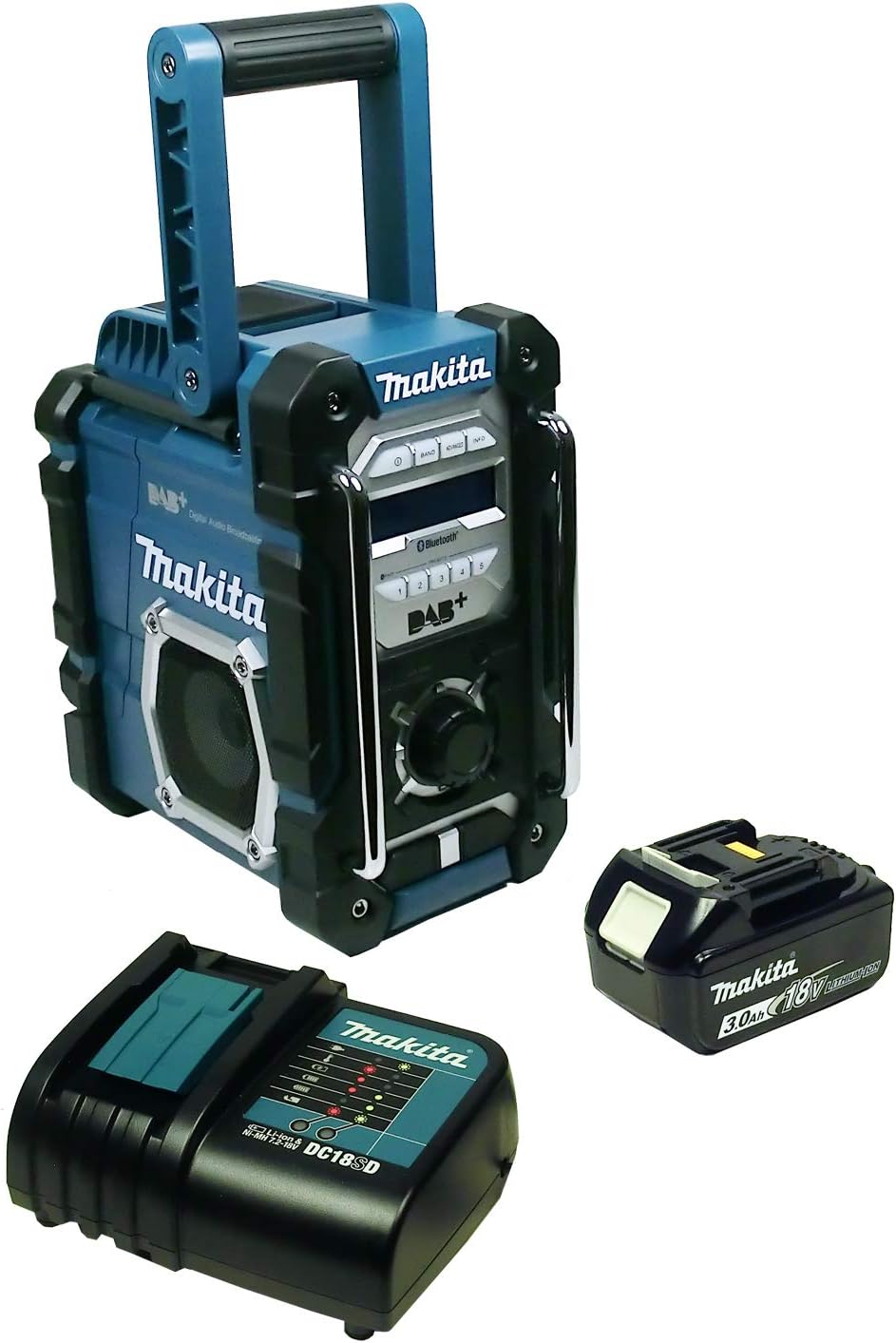 Radio de chantier, 3 Ah, Bluetooth, Makita, 18 V, 3, 5 mm, DMR112 BL1830B, réglable