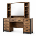 Coiffeuse en bois et métal avec miroir et étagères latérales