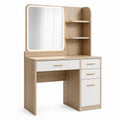 Coiffeuse en Bois avec Miroir LED et Rangements