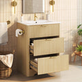 Meuble-lavabos, 61 cm, Effet Bois, Meuble Lave-Mains avec Vasque en Céramique, luckdect, Meuble sous Lavabo Salle de Bain 61 cm