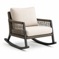 Fauteuil à bascule en aluminium et corde avec coussins en tissu polyester beige