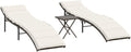 Bain de soleil, 55 × 199 cm, Lot de 2 chaises longues avec table en rotin synthétique Marron, fsahslih, 35 × 35 cm, 55 × 199 × 50 cm, 3 cm