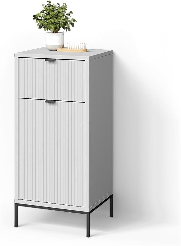 Meuble sur pied Livinity 40x87cm, 18 mm, 16 mm, 12 cm, 40 × 87cm, 1 porte, 1 tiroir, Blanc, Meuble Middle ATERNO