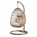 Chaise suspendue en rotin synthétique avec coussins en polyester beige