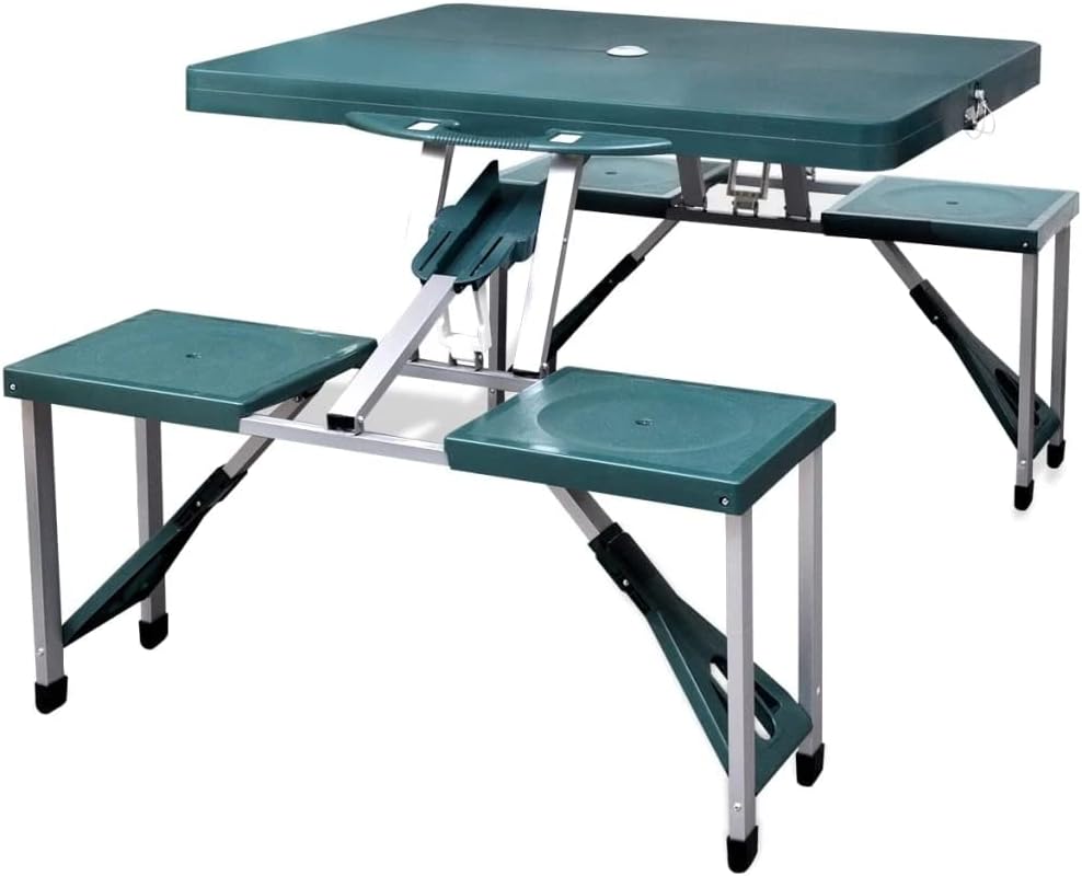 Table de pique-nique vidaXL, Ensemble de Table Pliable de Camping avec 4 Tabourets, Aluminium, Meuble à Manger