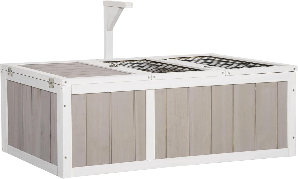 PawHut Enclo et cages pour l'extérieur, Maison enclos Cage pour Petit Animal Tortue avec 2 espaces dim. 91, 5L x 61l x 33H cm, 58, 5L