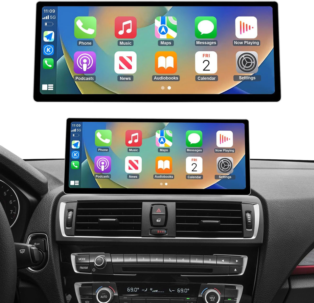 Road Top Autoradio, 12, 3' Ultra-Fin Écran CarPlay pour BMW Série 1/2 avec NBT Système, 12.3 pouces, Bluetooth, commande tactile, portable