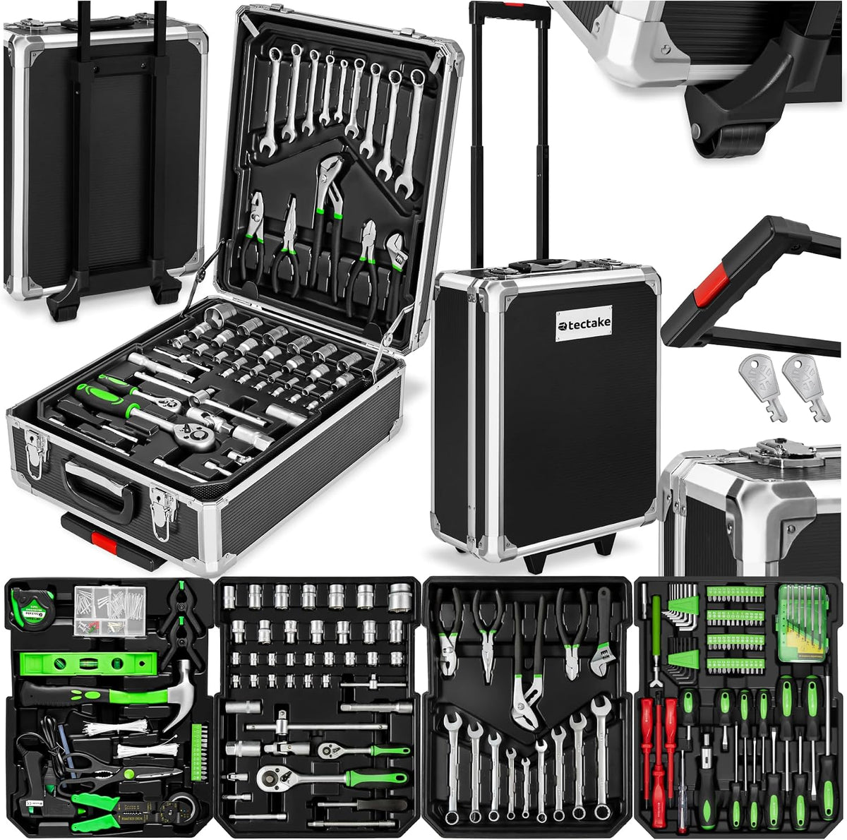 Ensemble d'outils tectake, Rangement atelier Outillage à main Bricolage Embout visseuse Kit tournevis