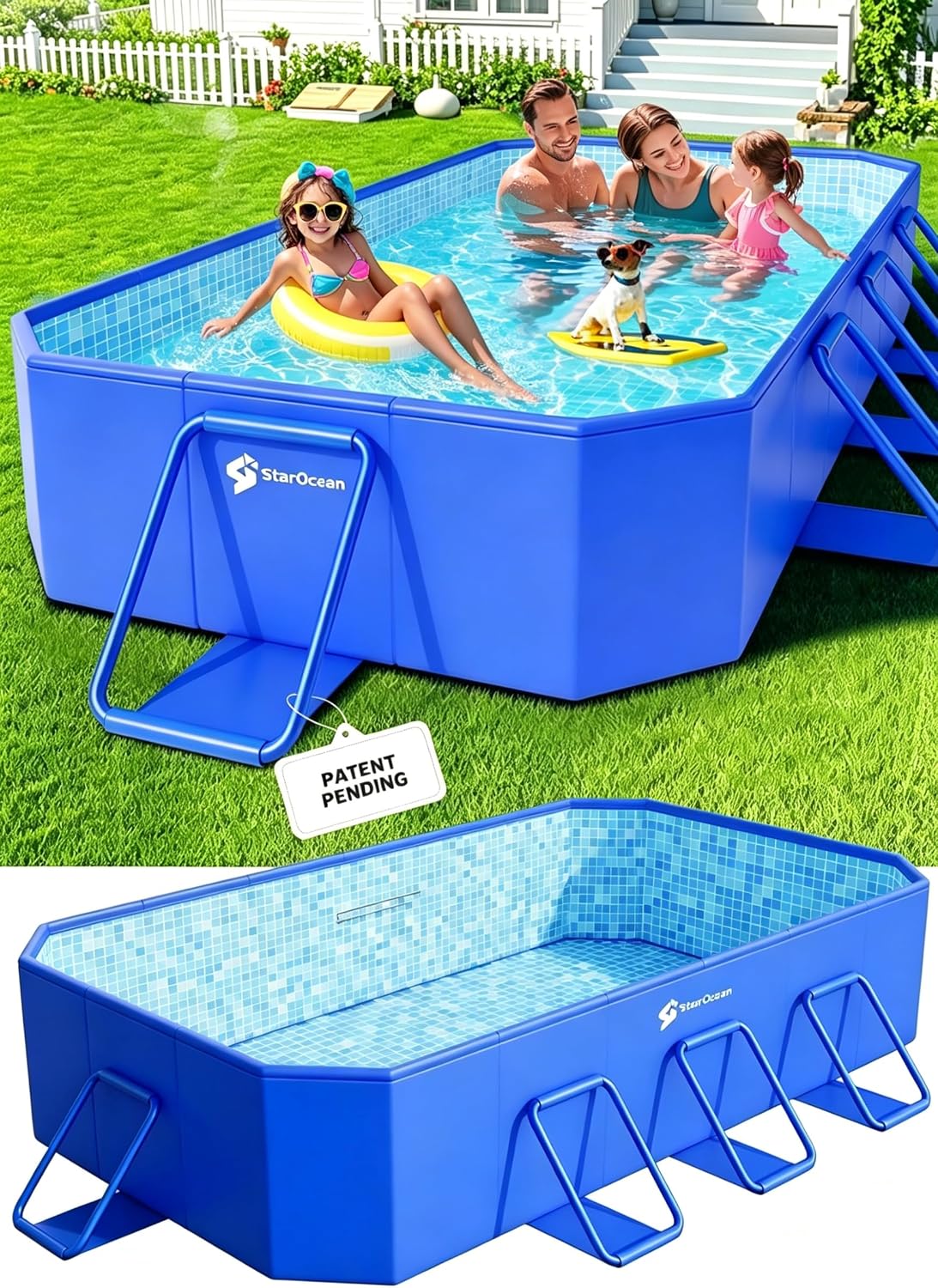 StarOcean Piscine et bassins pour enfants, pliable, 228, 6 × 127 × 50, 8 cm, pliable pour enfants, 8 niveaux, portable, adultes, surdimensionnée