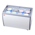 Congélateur VEVOR, éclairage LED, 370 L, 2 Portes Coulissantes en Verre, Comptoir à Glace 370 L, 13 °C, 8 Grandes Cuves, réglable, Blanc