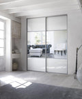 Porte coulissantes, 250 cm, OPTIMUM, 180 cm, hauteur 250 cm, largeur 180 cm, 2 portes, 2 portes de placard coulissantes, décor brillant blanc