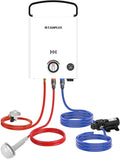 CAMPLUX Chauffe-eau à gaz, éclairage LED, 370 × 300 × 135 mm, 300 × 135 × 370 MM, 5 L, 200 cm, 27 mm, 10 kW, 12V, pliable, portable