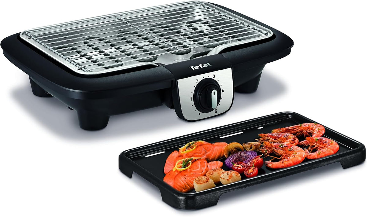 Tefal Grill électrique, réglable, 2100 W, 2en1, 2100w, EasyGrill 2en1, 4 personnes, fonction gril, Barbecue et Plancha de table