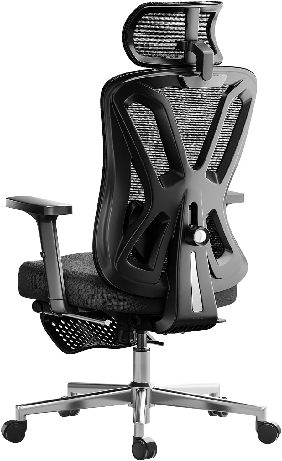 Chaise Hbada, 8 cm, Soutien Lombaire 2D Réglable, 5 cm, 8, 5 cm, 10 cm, Inclinaison 135°, Noir avec Repose-Pieds