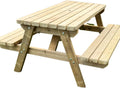 Table de pique-nique, 149 × 149 × 75 cm, 44 mm, 4 cm, madriers 44 mm, boulons M10, traitée Autoclave Coupes comprises