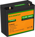 Batterie à décharge profonde, Batterie LiFePO4 12 V 30 Ah, ECO-WORTHY