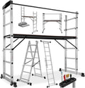 Échafaudage, 150 kg, Échelle Multifonctions en Aluminium 4en1, tectake, 147 × 40 cm, 160 × 70 × 109 cm, 160 × 70 × 165 cm, Max. 150 kg