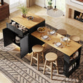 Îlot de rangement mobiles, Îlot Central Cuisine avec Plan de Travail Extensible 140-193 cm, YEHTOKHOME, 80 × 70 cm, 80 × 70 × 95.5 cm