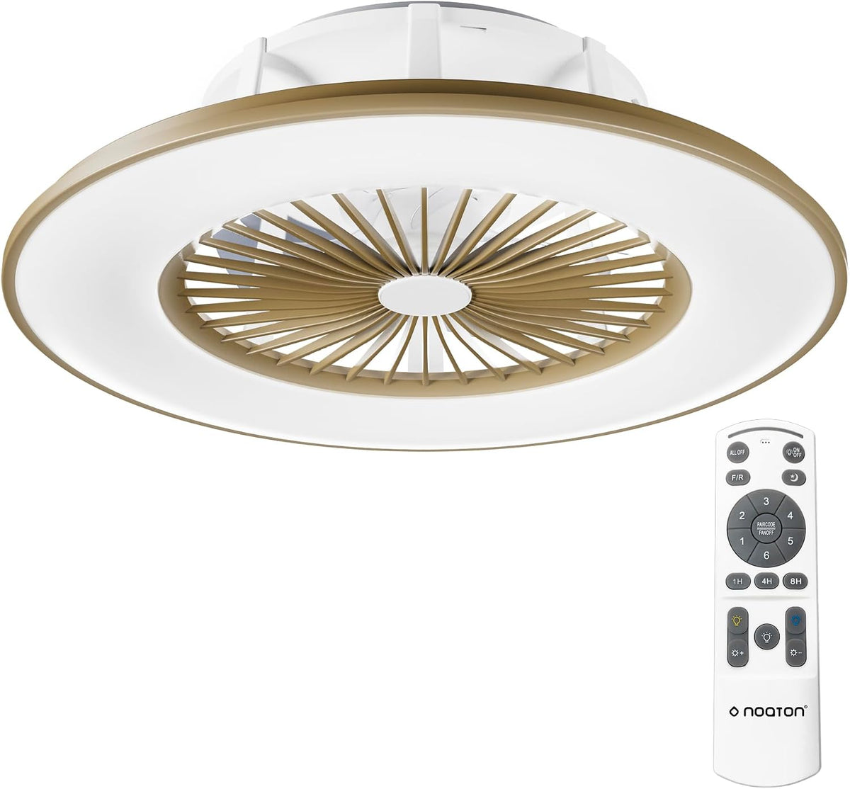 Ventilateur de plafond Noaton 11056CR, télécommande, 56 cm, 30 cm, 20 W, 100 W, gradation LED 44W, 3 températures de couleur réglables, Ø56cm, café
