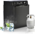 Mini réfrigérateur Techomey, réglable, 46, 0 × 46, 5 × 56, 3 cm, Frigo Camping Car 12V 220V Gaz, 40L, 10°C, 2Mode, Noir, portable