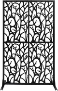 Dettchan Paravent, Parapluie d'intimité en acier noir pour l'extérieur et l'intérieur, 115 × 40 × 183 cm, Brise-vue, Pour salon