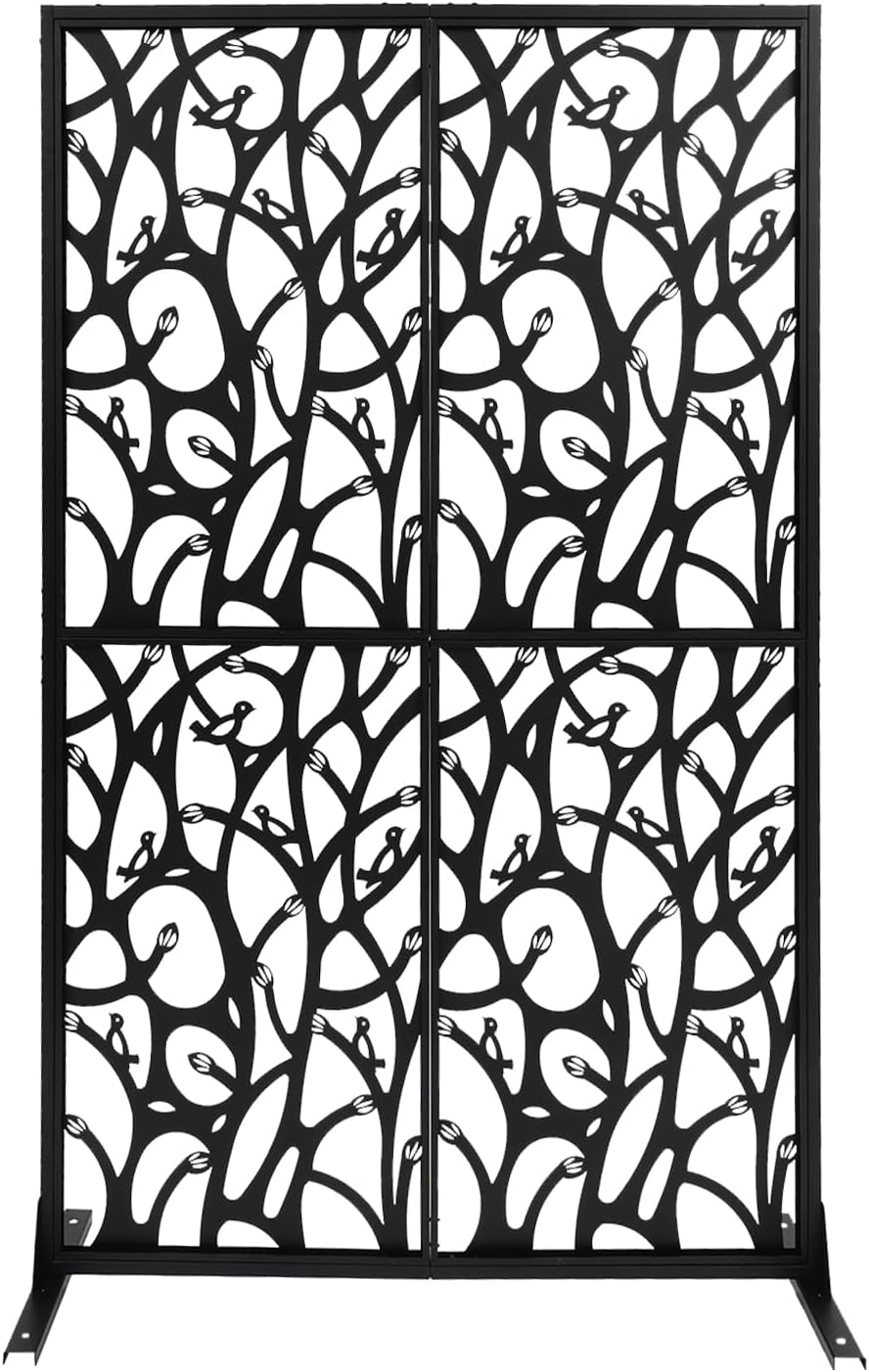 Dettchan Paravent, Parapluie d'intimité en acier noir pour l'extérieur et l'intérieur, 115 × 40 × 183 cm, Brise-vue, Pour salon