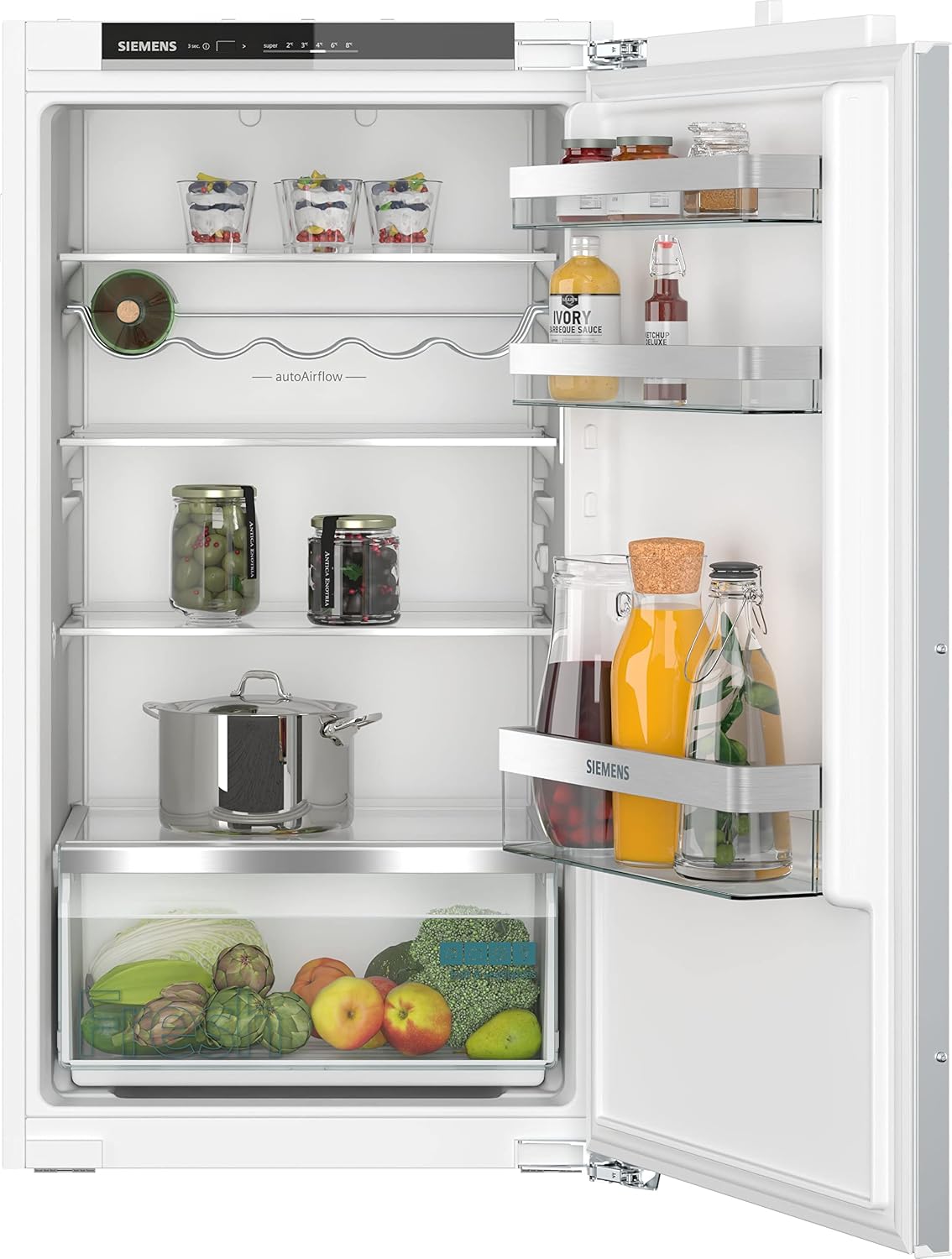Réfrigérateur, acier inoxydable, éclairage LED, 54, 1 cm, SIEMENS, 102, 5 cm, 165 l, 35 dB, KI31RVFE0, 165l, 1 Porte, 4 étagères, réglable, verre